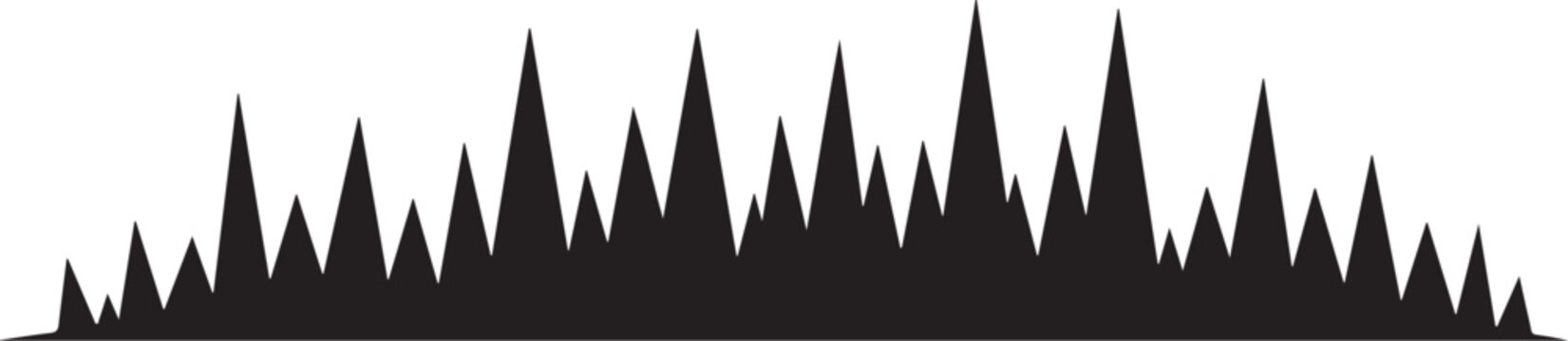 Sound wave, audio waveform, black silhouette, vector graphic, sound pattern