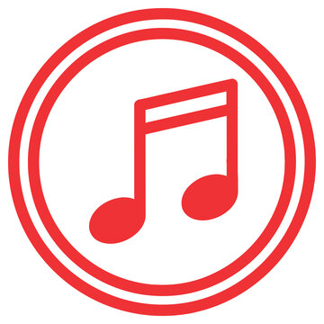 Red music note icon in circle symbol