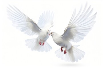 Fototapeta premium White dove flying animal bird white background. AI generated Image by rawpixel.