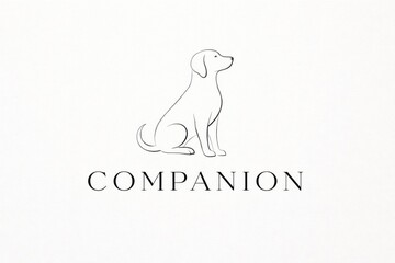Fototapeta premium Minimalist dog silhouette with compassion text for pet care and emotional support design