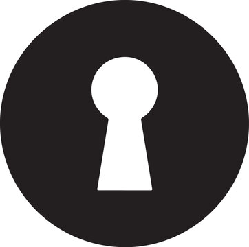 Keyhole icon, black circle, white keyhole symbol, access sign, security token