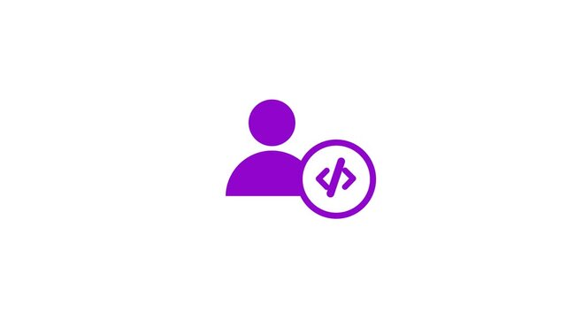 A user profile icon linked to secure coding animation isolated on white background