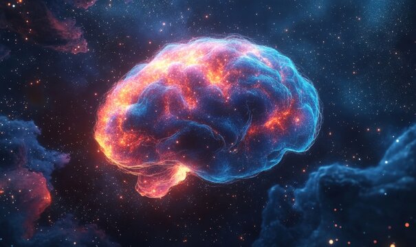 Cosmic Brain - Nebula Human Mindscape - Digital Art