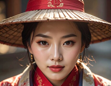 woman in red hat