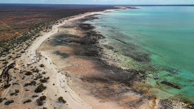 Drone photography of Hamelin Pool Shark Bay WA featuring unique marine formations and patterns
