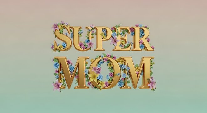 Happy mother's day 'super mom' floral typography celebrating wonderful mothers with love and gratitude