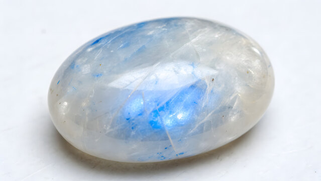 A close up view of a polished moonstone gemstone