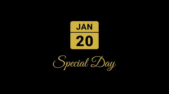 Special Day January 20th Gold Animated Calendar