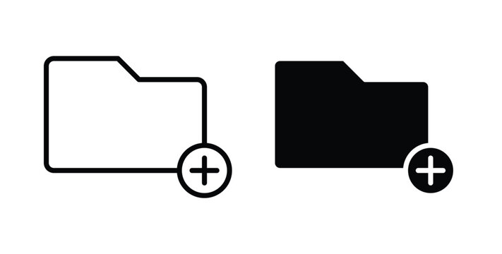 Create folder icon in black and white color. Solid and linear icons