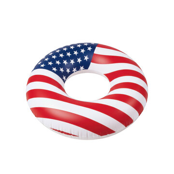 Inflatable pool float with usa flag pattern isolated on a transparent background