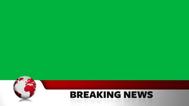 Alert starting newsbar globe sliding in, headline announcing shrinking to watermark, transparent bg