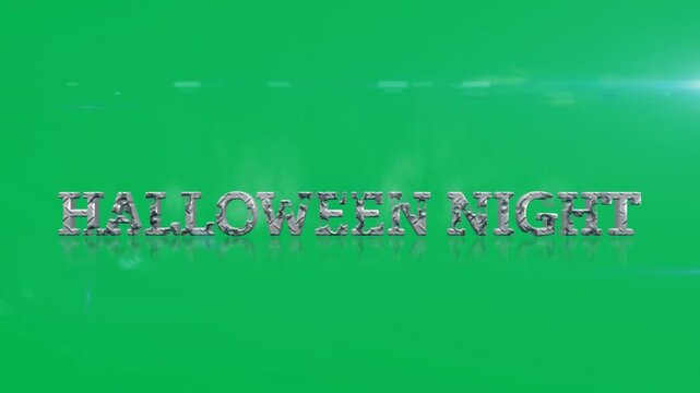 Animation of sparkling halloween text on light blue background