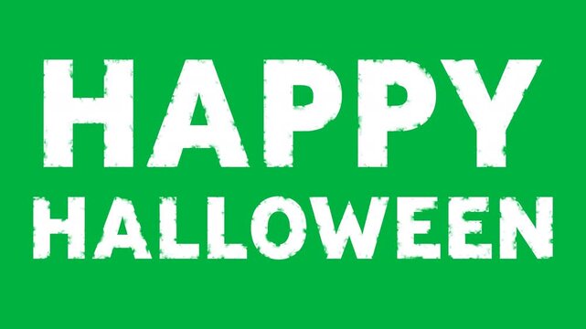 Animation of halloween text appearing on white background