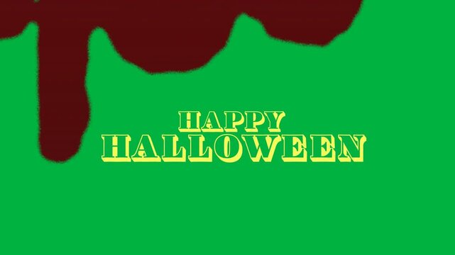 Animation of halloween text and blood on white background