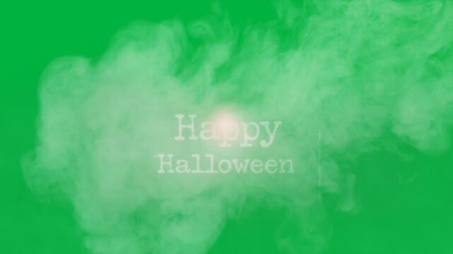 Animation of halloween text and smoke on black background