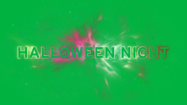Animation of halloween text over colorful smoke on black background