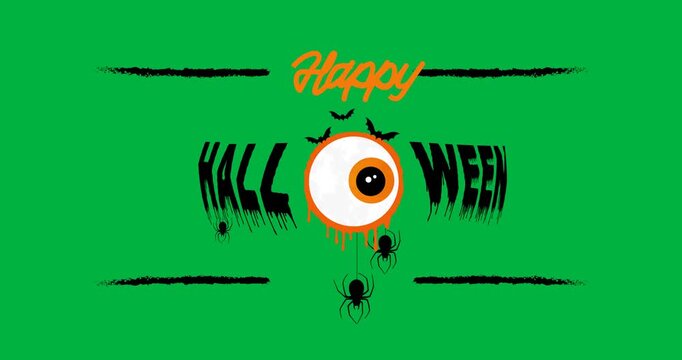 Animation of happy halloween text over black background