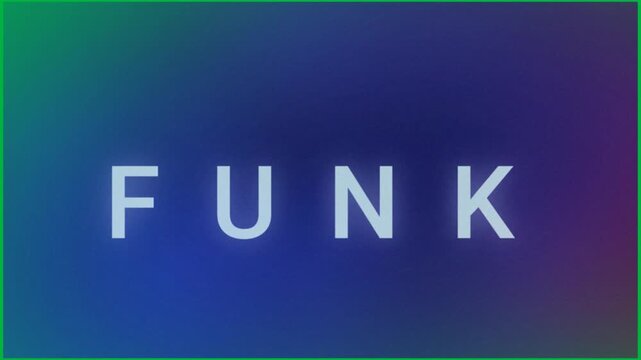Animation of funk text and red and blue lights on black background