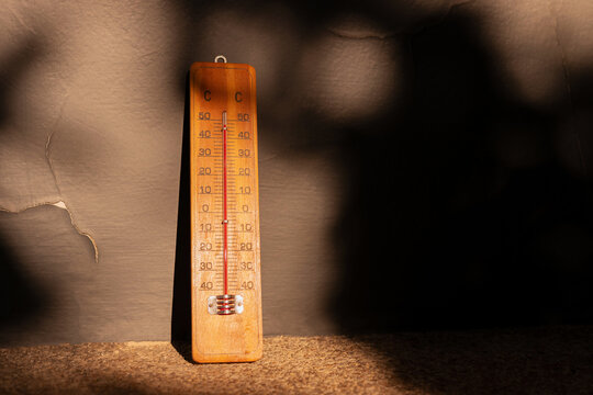 Thermometer measuring high temperature, heatwave and climate crisis