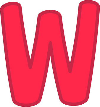 레드 핑크 알파벳 대문자 W 디자인 요소