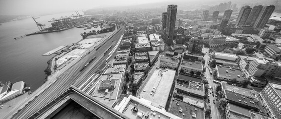 Fototapeta premium Vancouver amazing aerial city view from a high vantage point