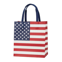 Fototapeta premium Shopping bag with united states flag pattern isolated on a transparent background