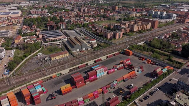 Container Yard Operations Reach Stacker Terminal Logistics Italy, Pioltello