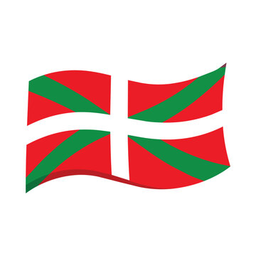 Flag of the Basque Country &ndash; Waving Ikurri&ntilde;a Banner with Red Green and White Cross Design Illustration