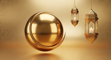 Fototapeta premium Golden Lanterns and Sphere Decoration.