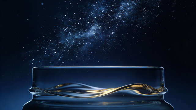Golden water waves under the starry sky can luxuriously moisturize anti-aging and brighten the repair, which is suitable for the promotion of high-end essence and anti-aging skin care products.
