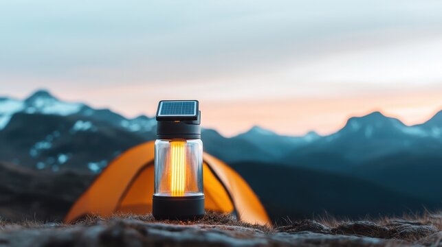 Illuminating Adventure: Solar Lantern Enhancing Outdoor Camping Experience at Dusk
