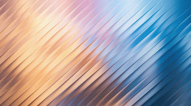 Abstract background with diagonal lines and soft gradient transition from warm orange to cool blue, textured surface