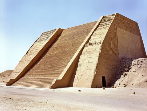 Monumental Akkadian Temple Platform Showing Eroded Mudbrick and Reed Construction