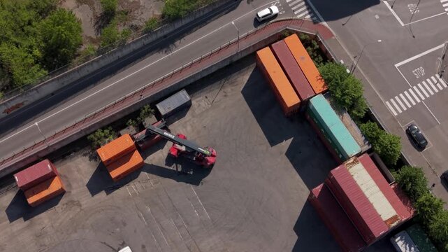 Intermodal Container Yard Reach Stacker Logistics System Italy Milan