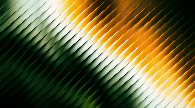 Abstract background with diagonal metallic stripes in green and gold gradient colors