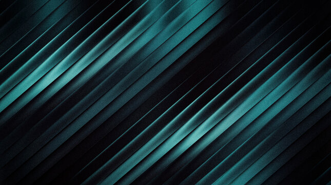 Abstract background with diagonal lines and teal light streaks, dark metallic texture with a modern geometric pattern