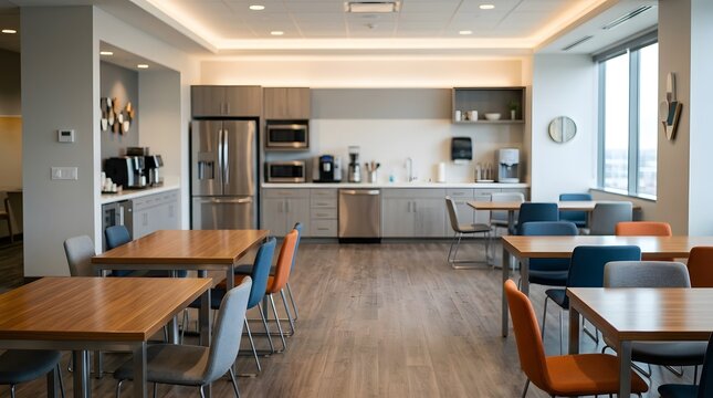 Modern Office Breakroom Kitchenette Dining Area