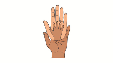 Fototapeta premium Adult hand and child hand stacked together.