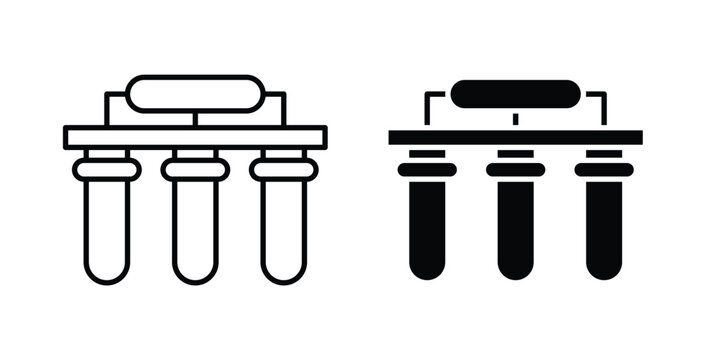 Water filtration icon in black and white color. Solid and linear icons