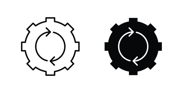 Workflow icon in black and white color. Solid and linear icons