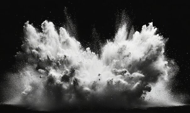 A cloud of white powder exploding against a dark background