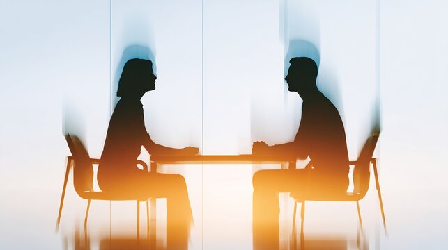 Communication listening empathy over shoulder office discussion scene no face visible warm lighting minimal decor calm professional tone