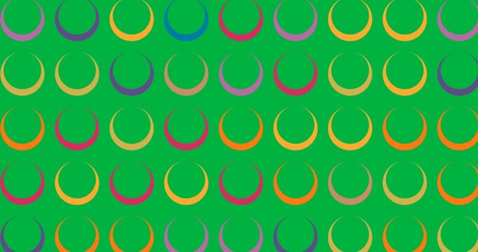 On play repeating crescent rings staying static filling tile on transparent bg as seamless pattern