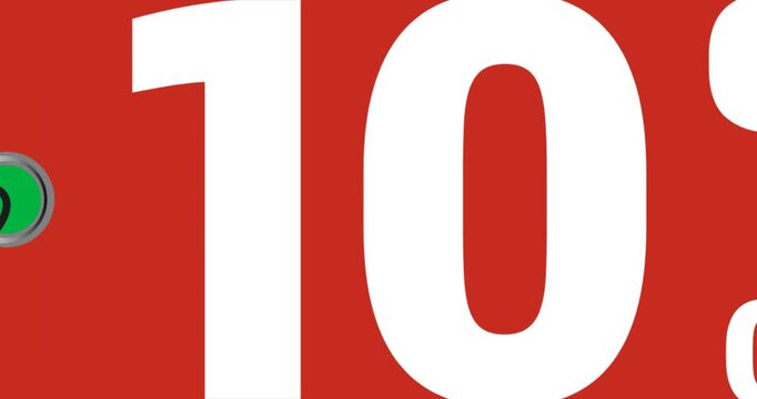 Left-edge panel sliding, sale tag forming and revealing 10% OFF for promo on transparent background