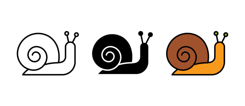 Snail Icon, slow movement, nature symbol, wildlife, stroke filled and colored icon set.