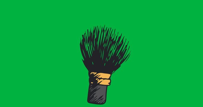 Digital animation of makeup brush icon against black background