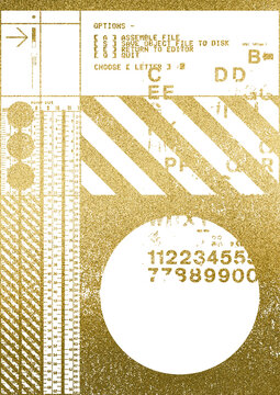 Large gold foil abstract textured collage with a transparent background