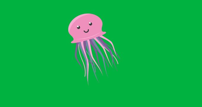 Digital animation of octopus icon moving against black background