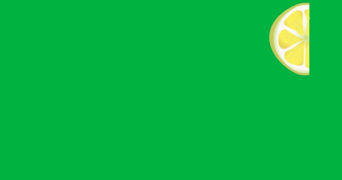 Digital animation of multiple lemon slice icons falling against black background