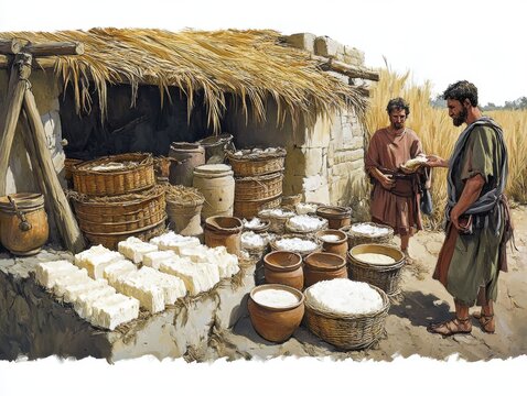 City gate pastoral trade wool cheese barley exchange
